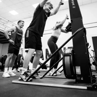 Client on a SkiErg machine during an endurance training session at TEAM NTS