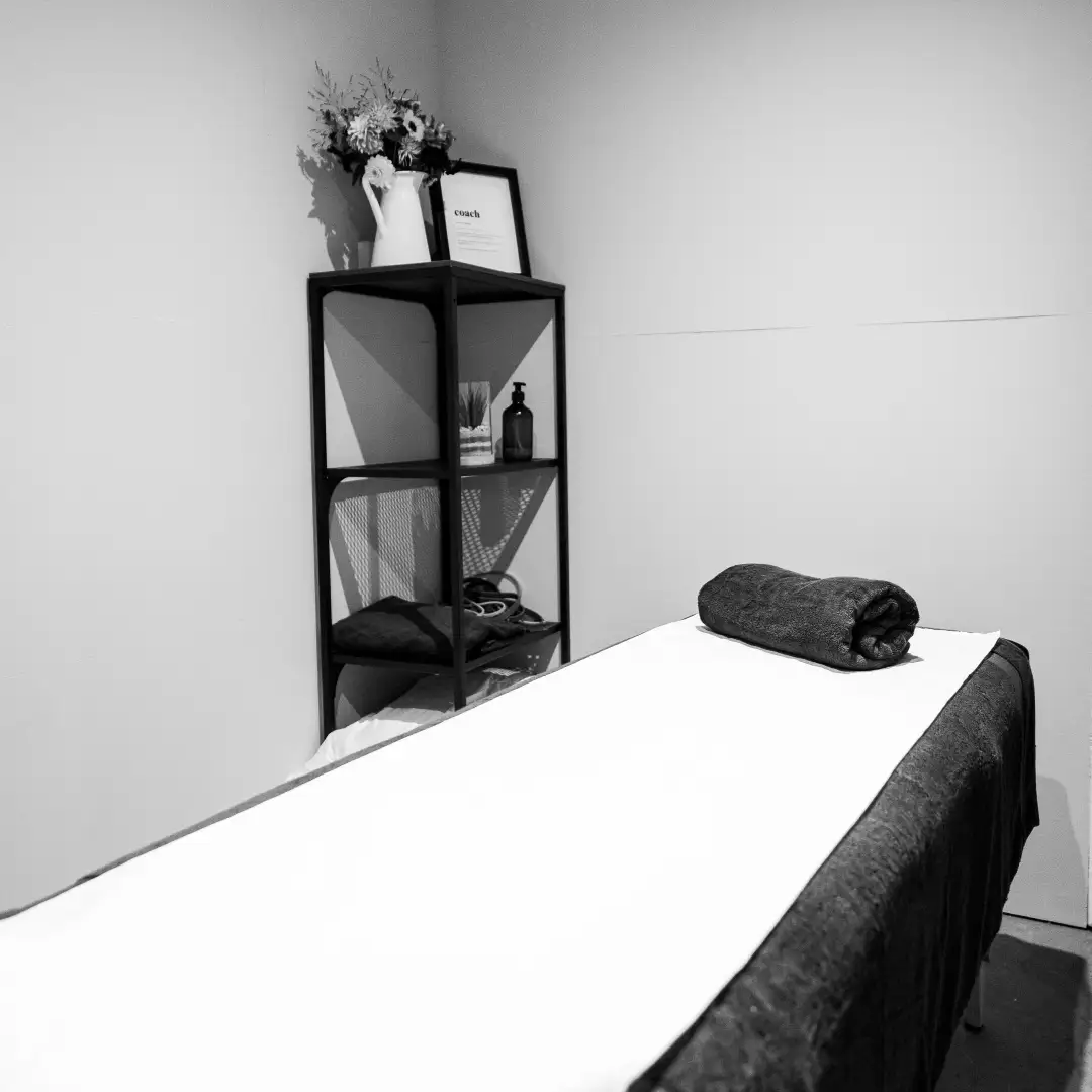 a massage table in a room